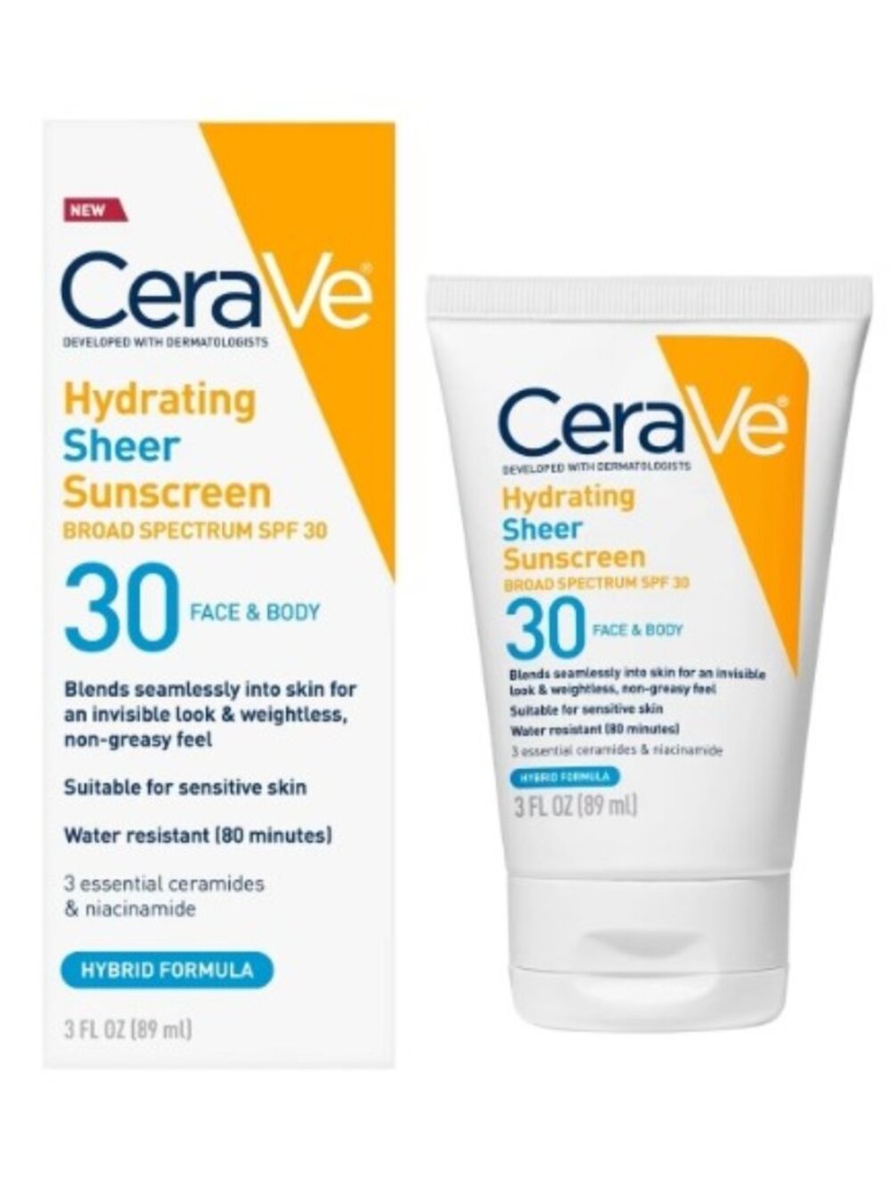 ＣｅｒａＶｅ Hydrating Sheer Sunscreen Lotion for Face & Body SPF 30 (3 fl oz)